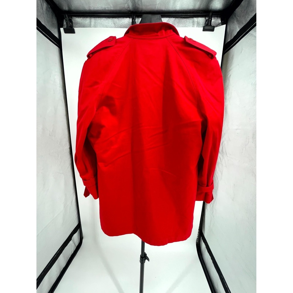 Vintage Misty Harbor Trench Coat Womens 16 Reg Red Lined Cotton Double Breasted - Picture 2 of 13